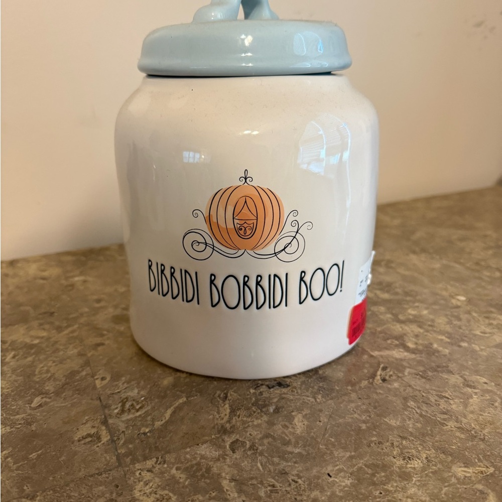 Rae Dunn White and Blue Bibbidi Bobbidi Boo Jar